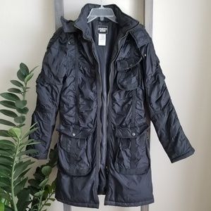 GUESS JEANS | Black Hooded Winter Jacket